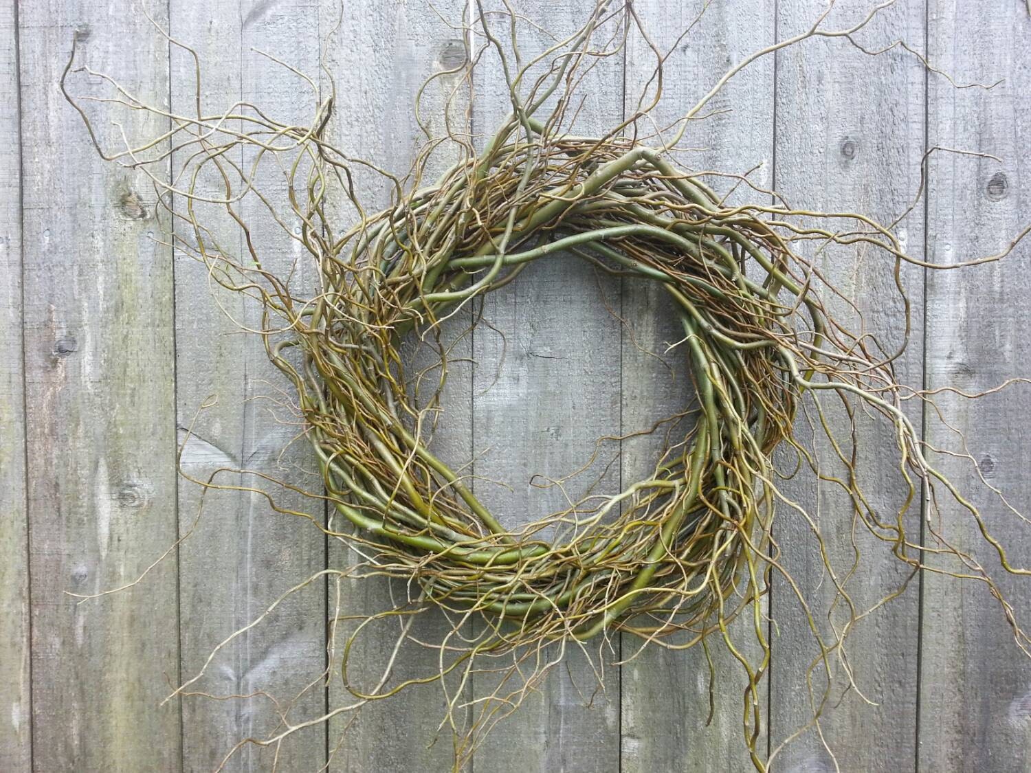 Natural curly willow wreath by twigs4u on Etsy