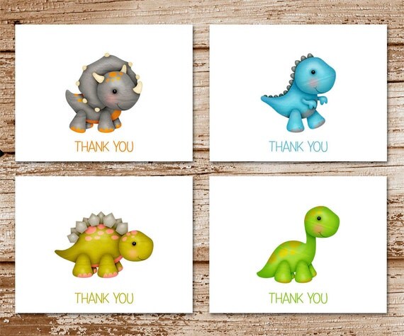 Dinosaur Thank You Cards (set of 8) Puffy Dinosaur Note Cards | Personalized Stationery | Prehistoric Notecards Il_570xn