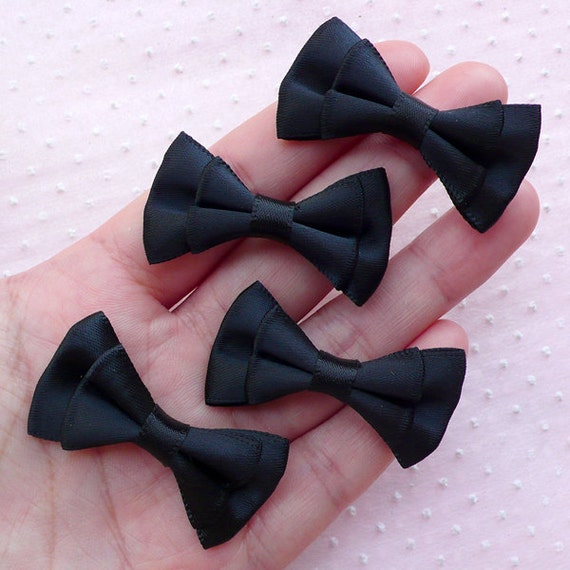 Black Fabric Bows / Satin Ribbon Bow Ties / by MiniatureSweet