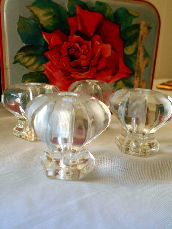 Four Vintage Deco Glass Drawer Pulls by ProperLush on Etsy