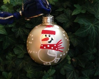 Personalized Penguin Ornament Hand by BrushStrokeOrnaments