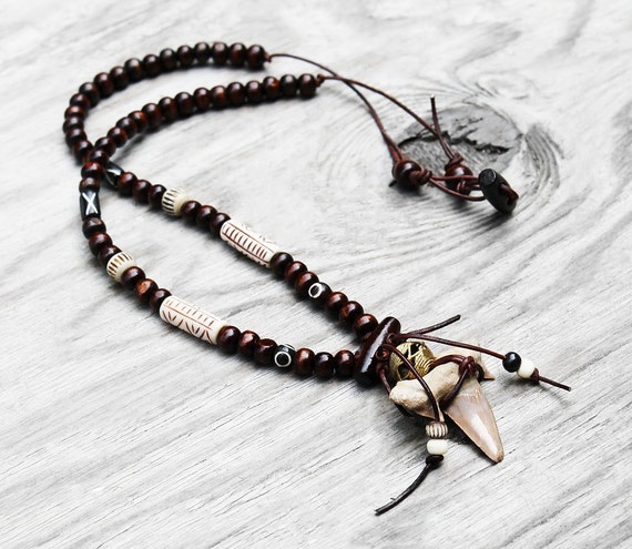 Shark Tooth Necklace Tribal Necklace Mens Necklace Ocean
