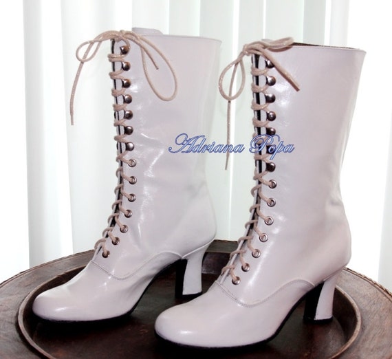 white victorian boots wedding