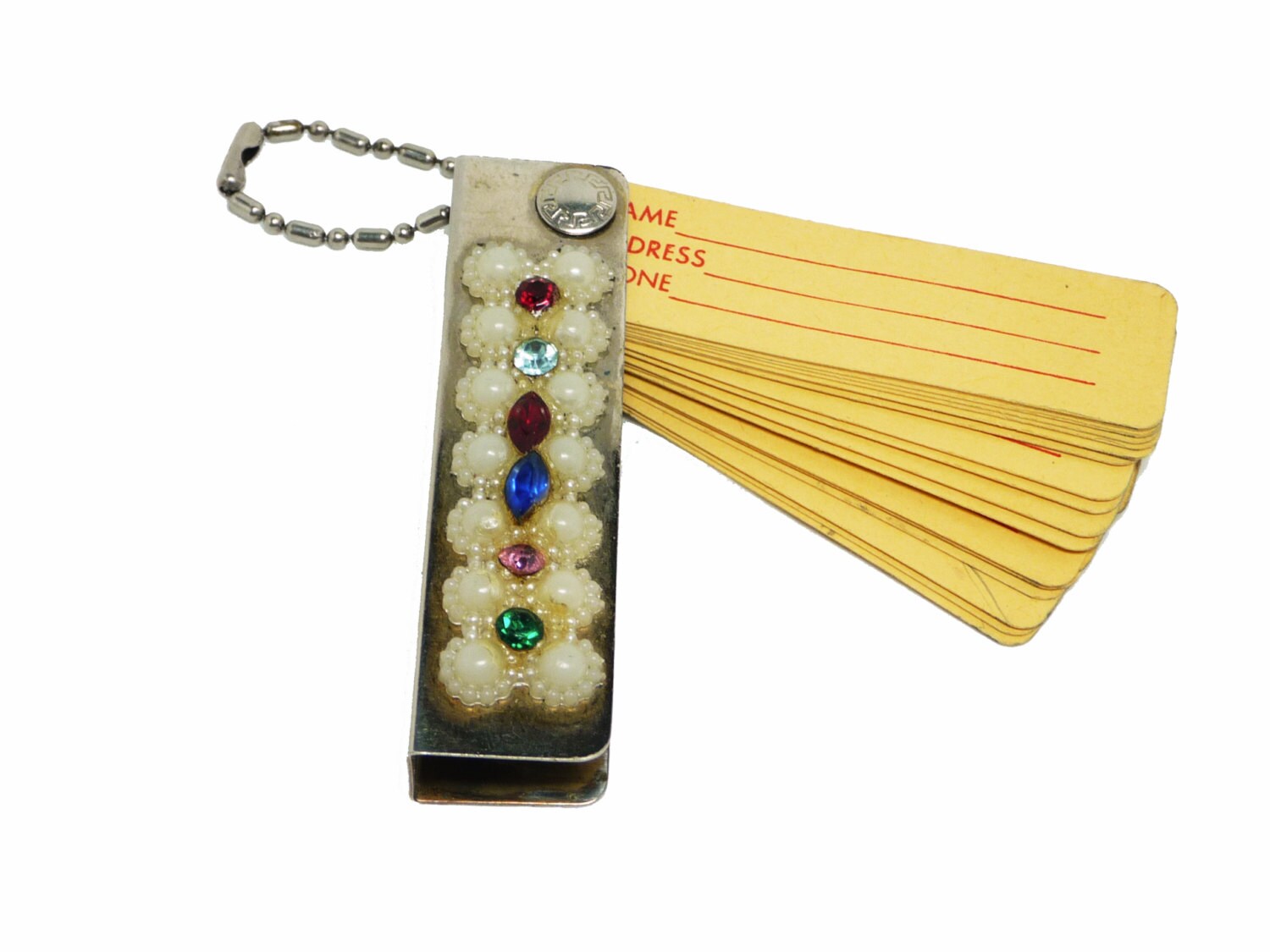 Vintage Keychain Address Book Rhinestones and by thejewelseeker