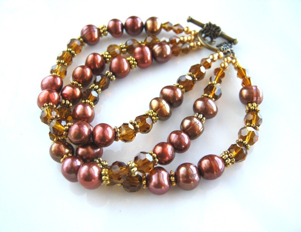 Chocolate Freshwater Pearl Bracelet Brown Pearl Bracelet