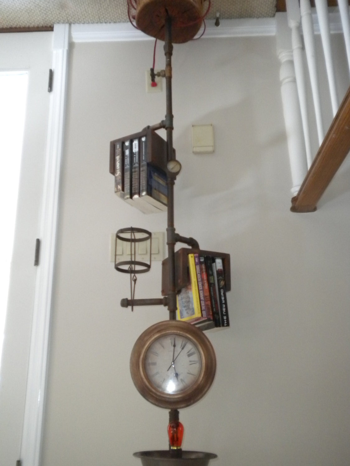 Steampunk Floor Lamp/Bookcase/Clock by on Etsy