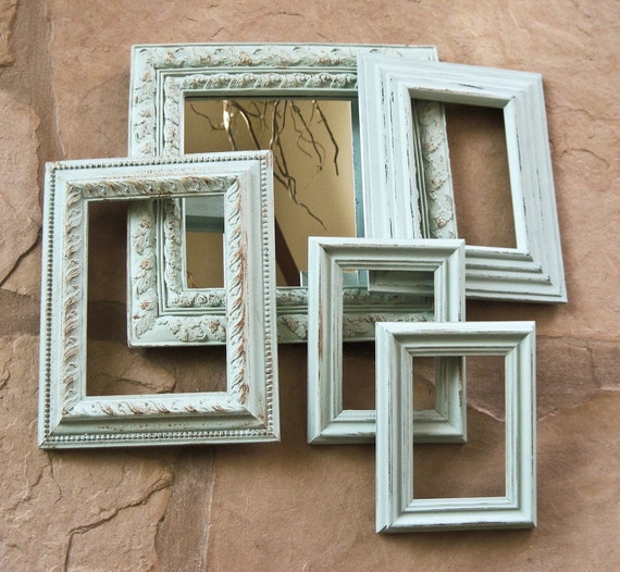 Frames and Mirror Wall Arrangement Five Piece by