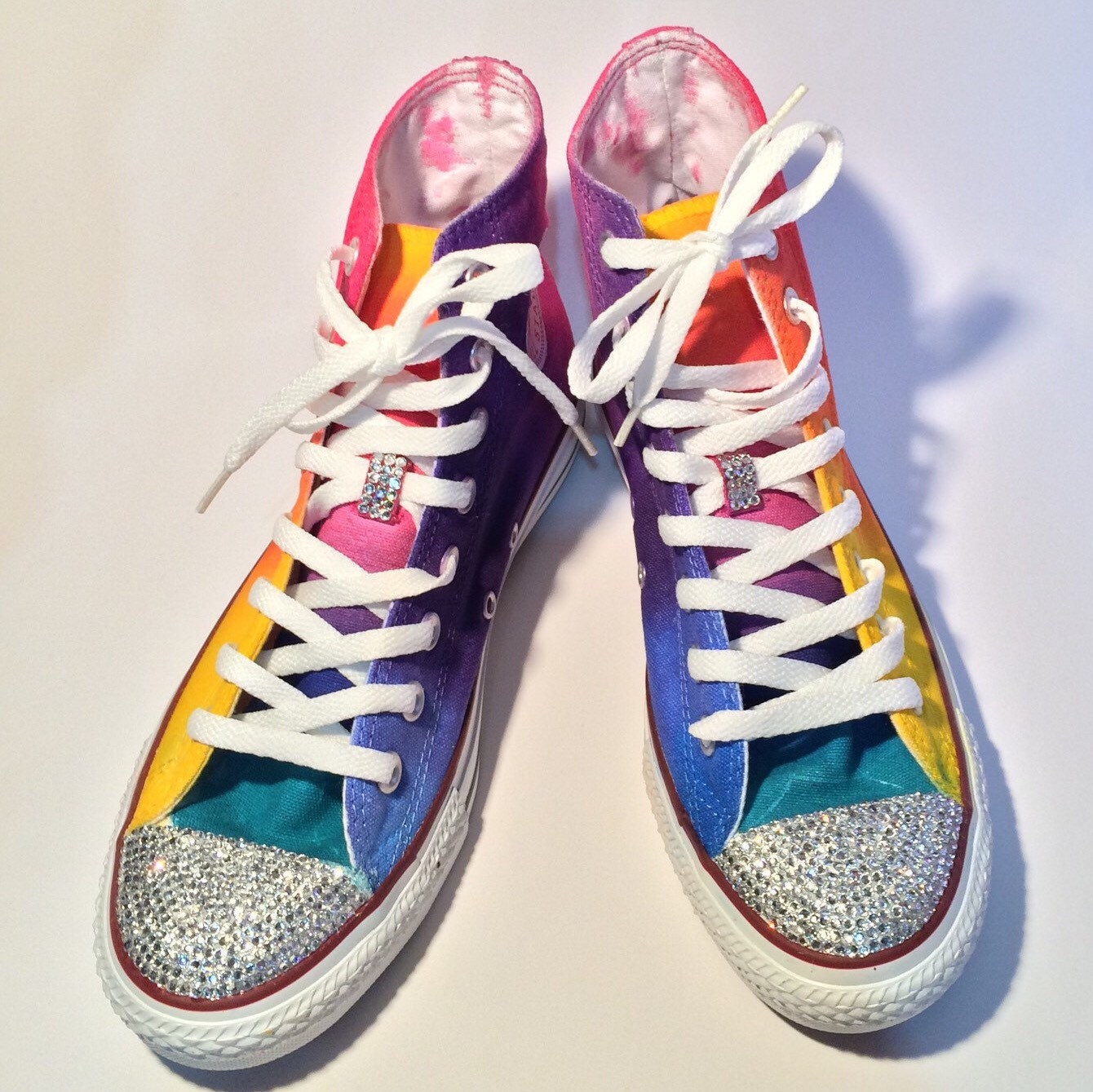 Rainbow Rhinestone Custom Converse Shoes
