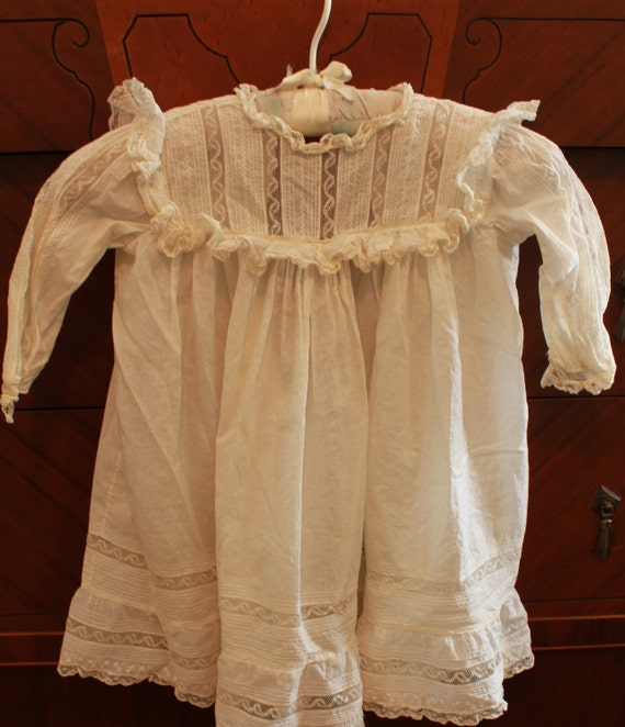 Antique Victorian Nightgown Lace Baby Dress Doll Bears