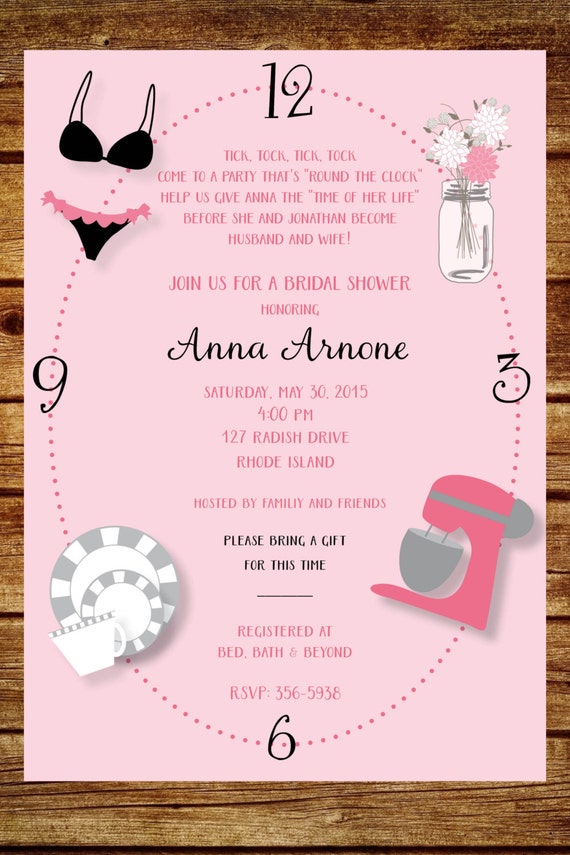 Around The Clock Wedding Shower Invitations 10