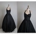 50's Evening Gown // Vintage 1950's Dramatic Black Taffeta Halter Bombshell Evening Gown Full Sweep XS