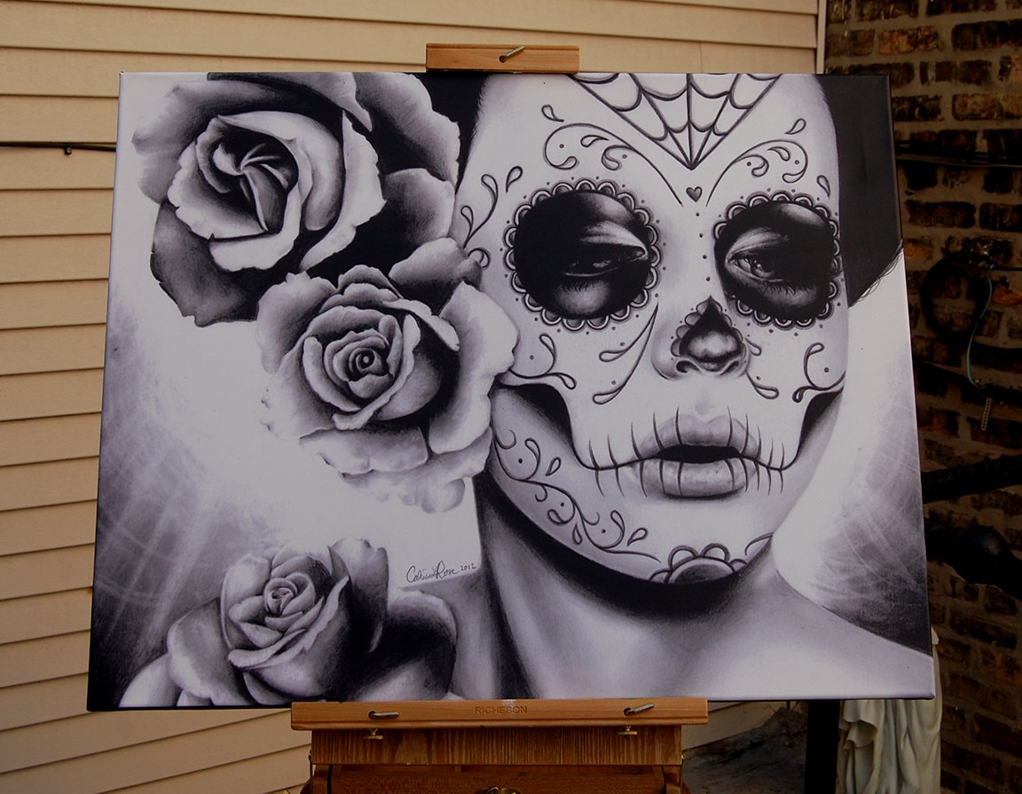Day Of The Dead Wall Art 16x20 in stretched canvas print felicity dia de los Day Of The Dead Wall Art 16x20 in stretched canvas print felicity dia de los