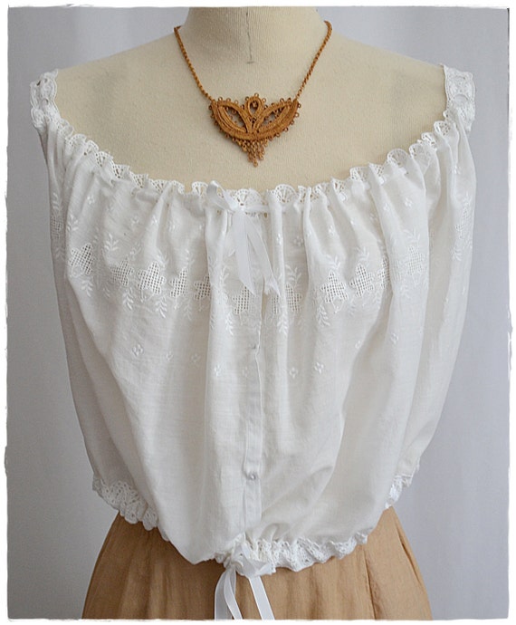 Antique Victorian Edwardian White Cotton Embroidered Lacy