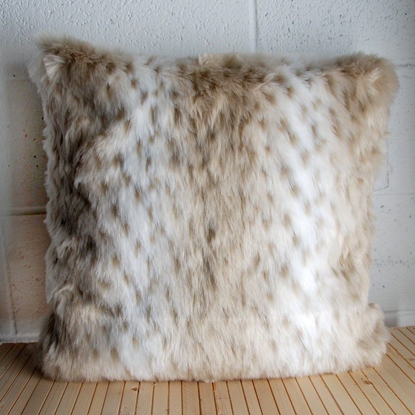 Snow Leopard Faux Fur Pillow Cover by maisonboutique on Etsy