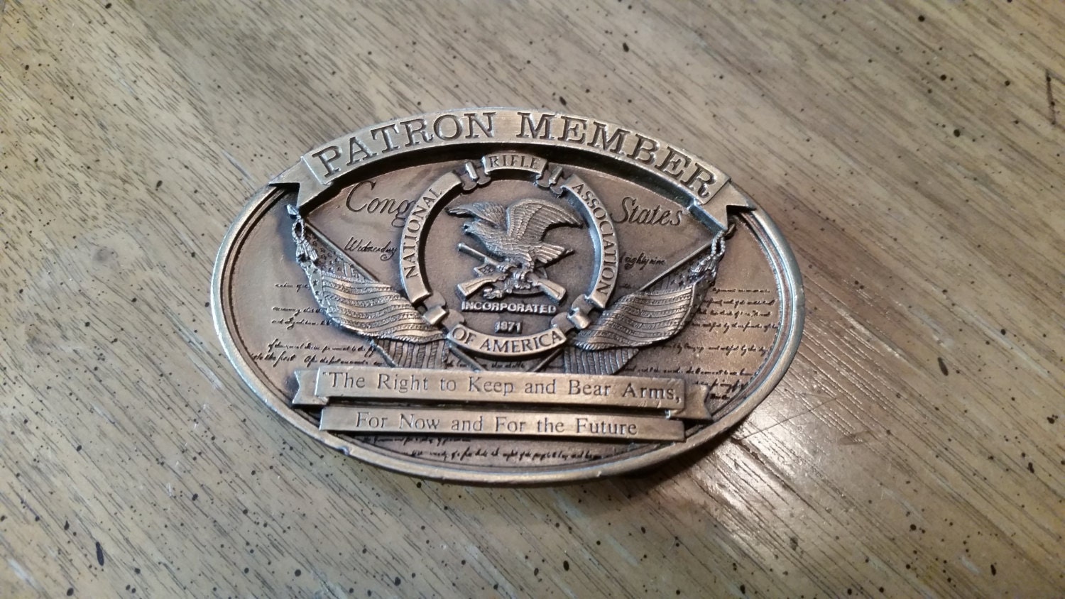 Vintage NRA Patron Member Belt Buckle Oval Made in the USA