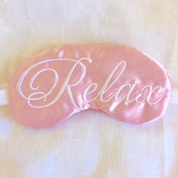 Relax Pink Satin Sleep Eye Mask by TheSleepyCottage on Etsy