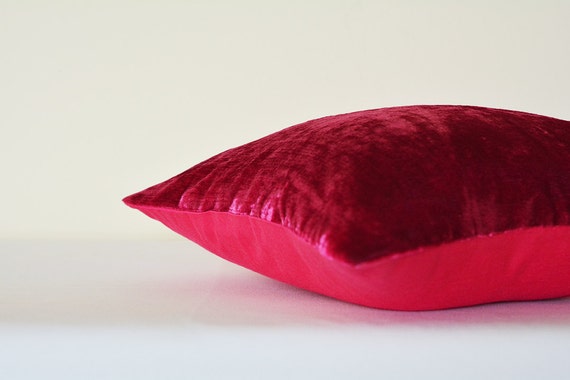 Dark Fuchsia Pink Velvet Pillow Hot Pink Velvet by anekdesigns