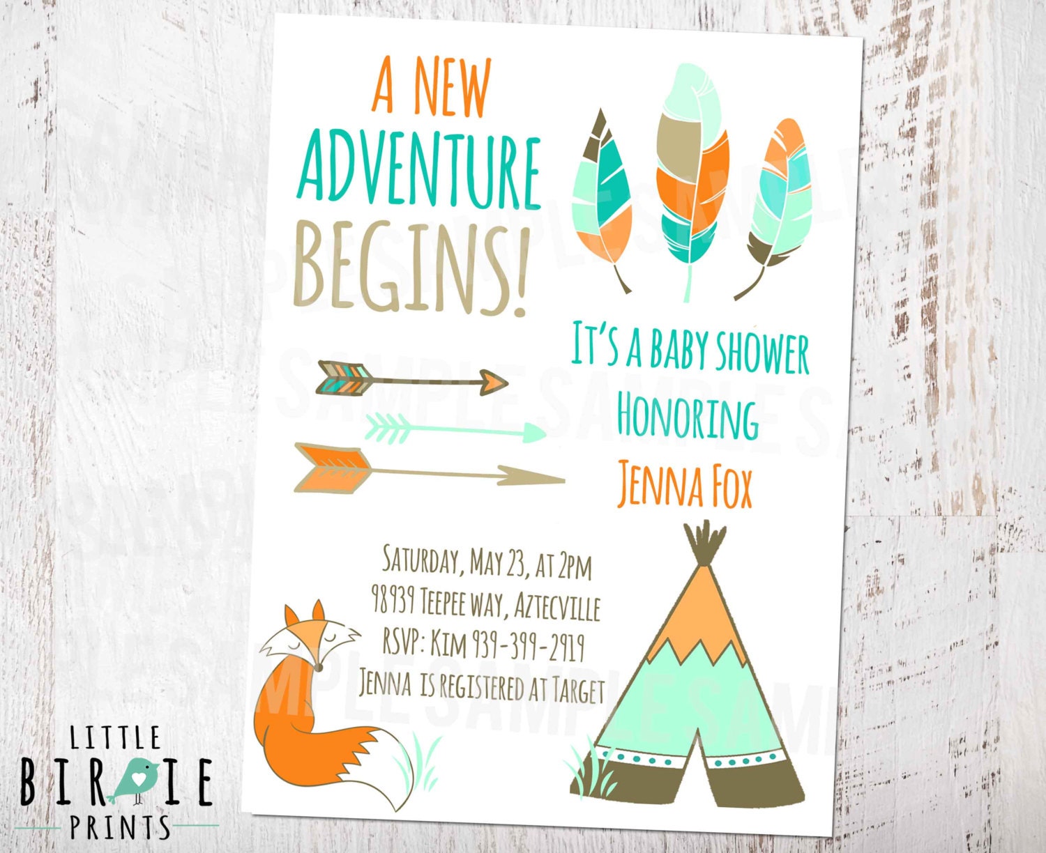 Arrow Baby Shower Invitation TRIBAL BABY SHOWER Invitation / by