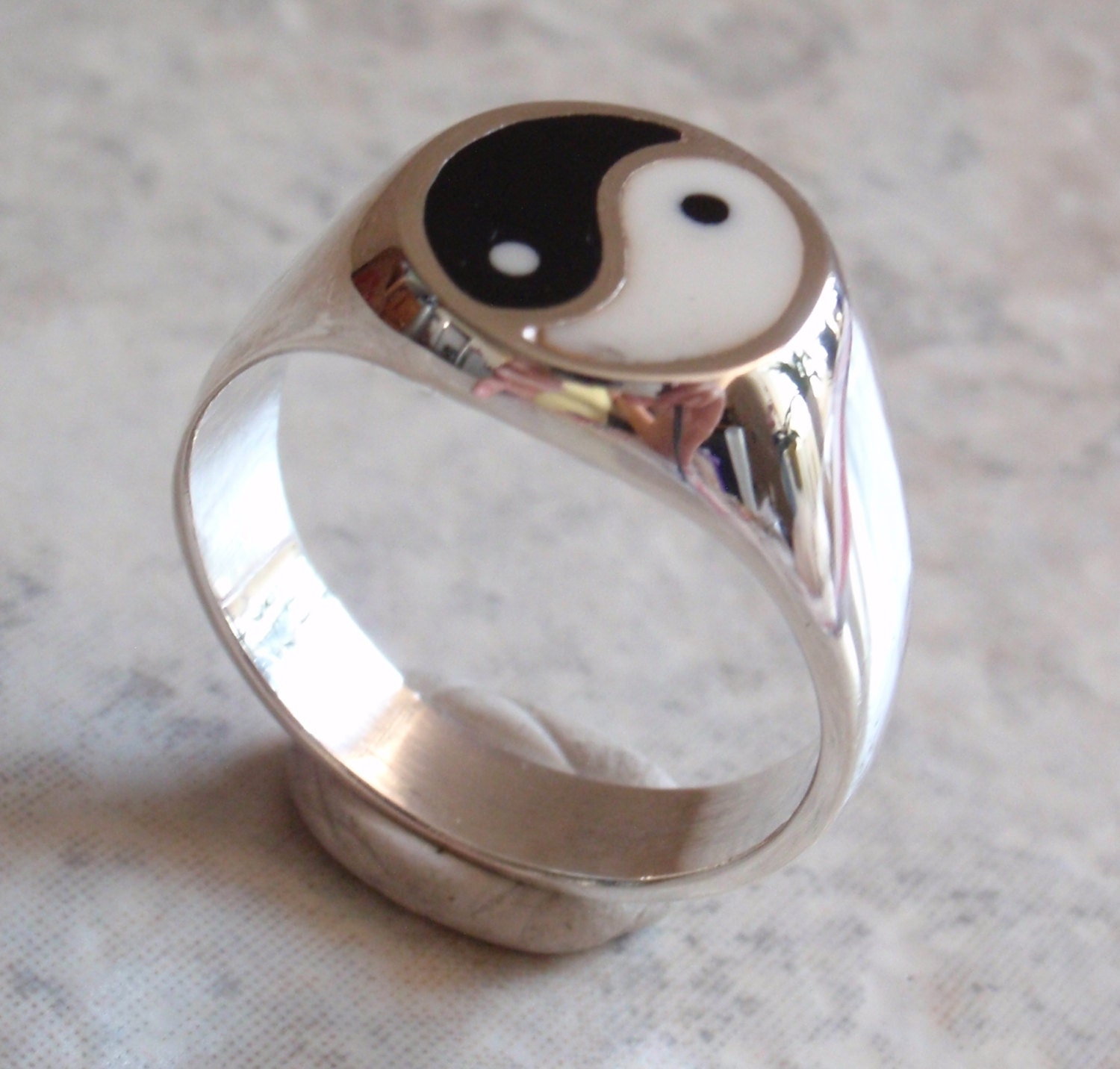Yin Yang Ring Sterling Mexican Silver Large by cutterstone on Etsy