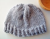 Chunky Grey Skullcap with Wide Brim for a Size Large - Gift for men or boys