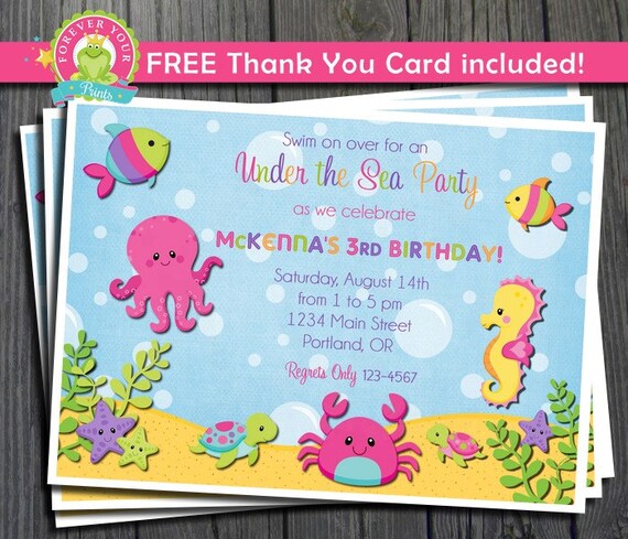 Under The Sea Invitation / Under The Sea Party Invite / Under The Sea Invitation / Under The Sea Birthday / Birthday Invitation Il_570xn