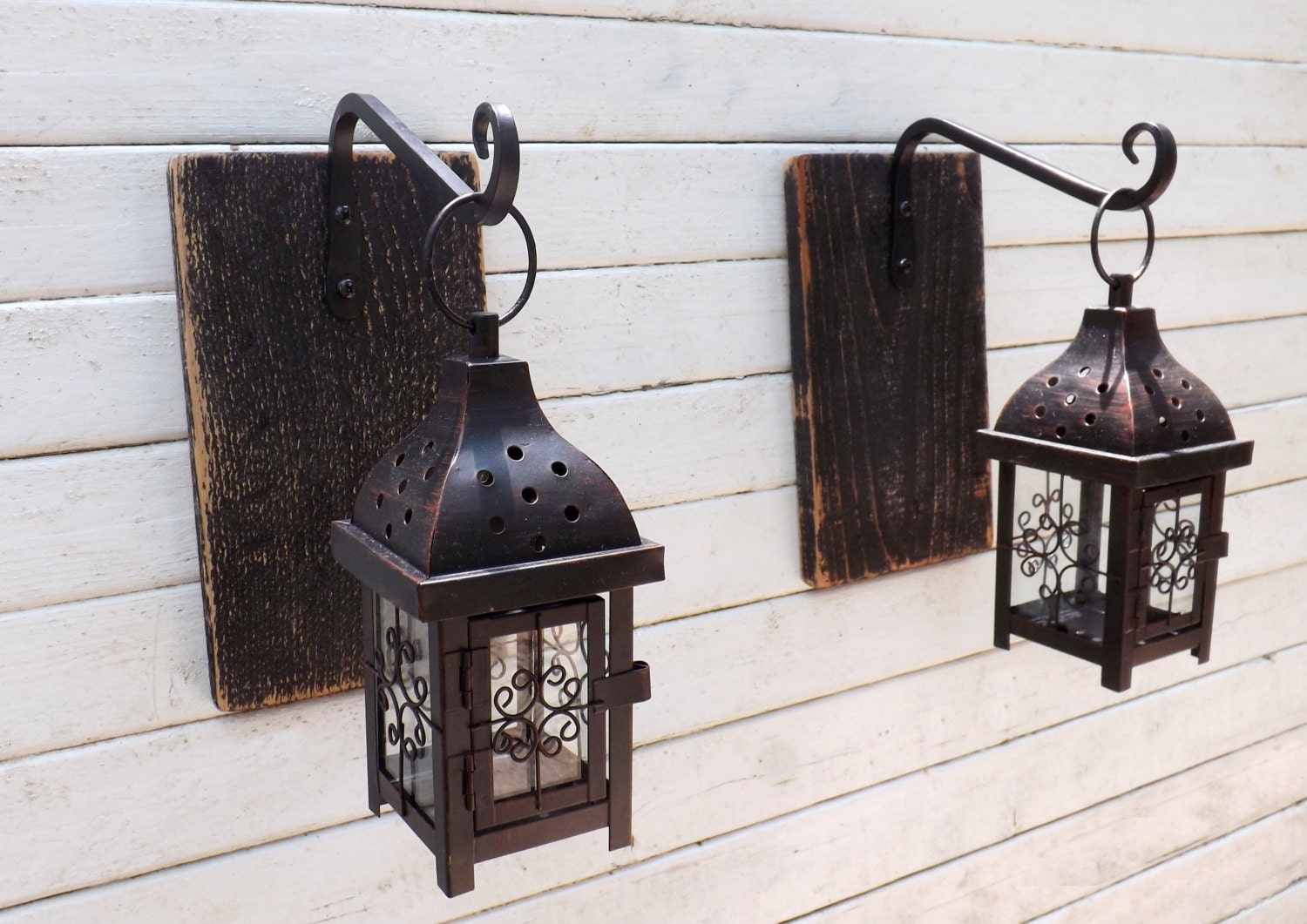 Rustic Wall Lantern / Set Of Lanterns / Farmhouse / Metal