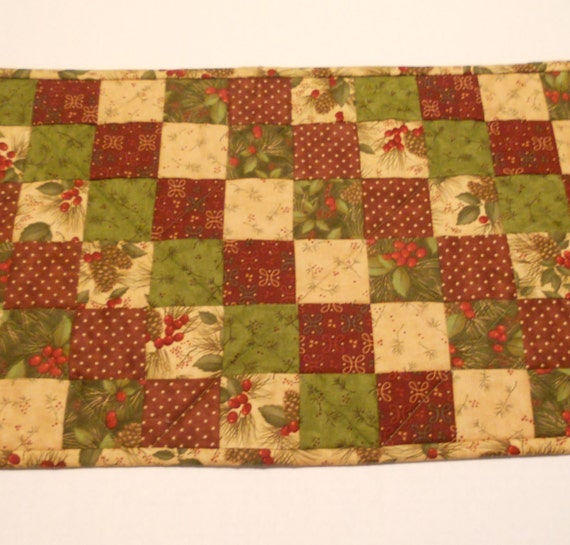 Primitive, Thanksgiving,  table Table Quilted Pine  Winter, runner Runner,  Boughs thanksgiving