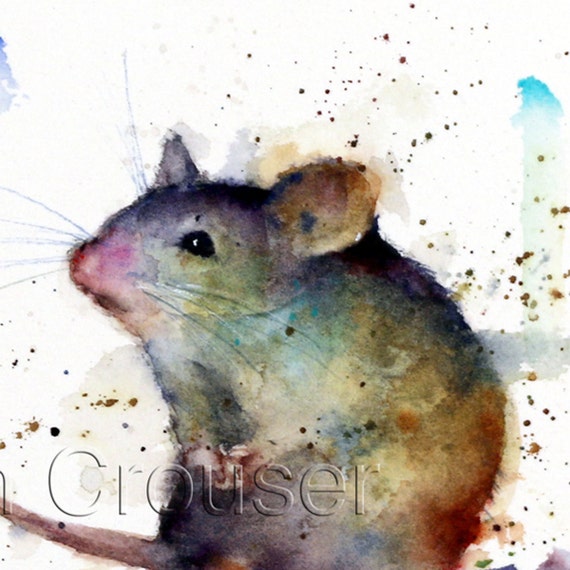 MOUSE Watercolor Print Mouse Art Painting by Dean Crouser