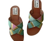 Greek leather sandals, aztec sandals, painted sandals, tribal, hippie, indie, boho, bomenian. Indian sandals men's or women's