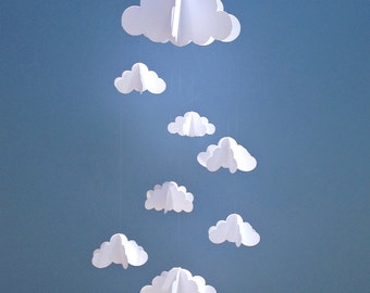 Cloud Baby Mobile, Hanging Baby Mobile, 3D Paper Mobile, Nursery Mobile, Baby mobile, Nursery Crib Mobile