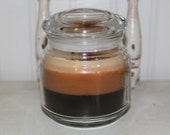 Vanilla Latte, Caramel Coffee, Coffee Bean Triple Layered Coffee Scented Handmade Primitive Jar Candle- OFG