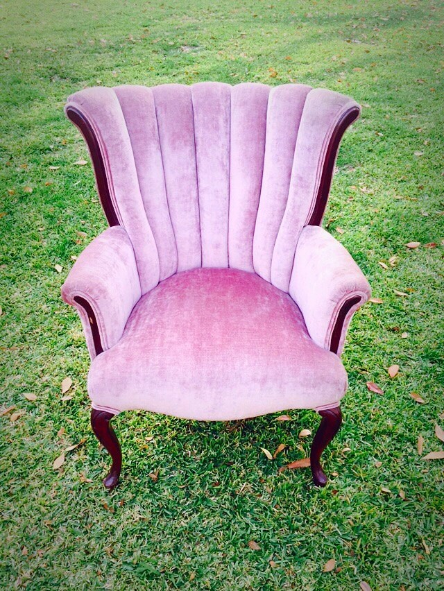 Vintage Pink Wingback / Chanel Back Velvet Chair - Haute Juice