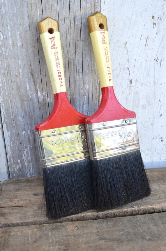 Lot of 2 vintage paint brushes brush natural Artist K Baker