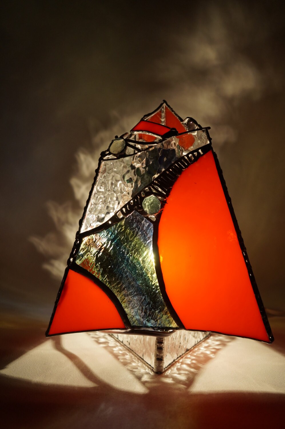 Modern handmade stained glass table lamp by ArsLumina on Etsy