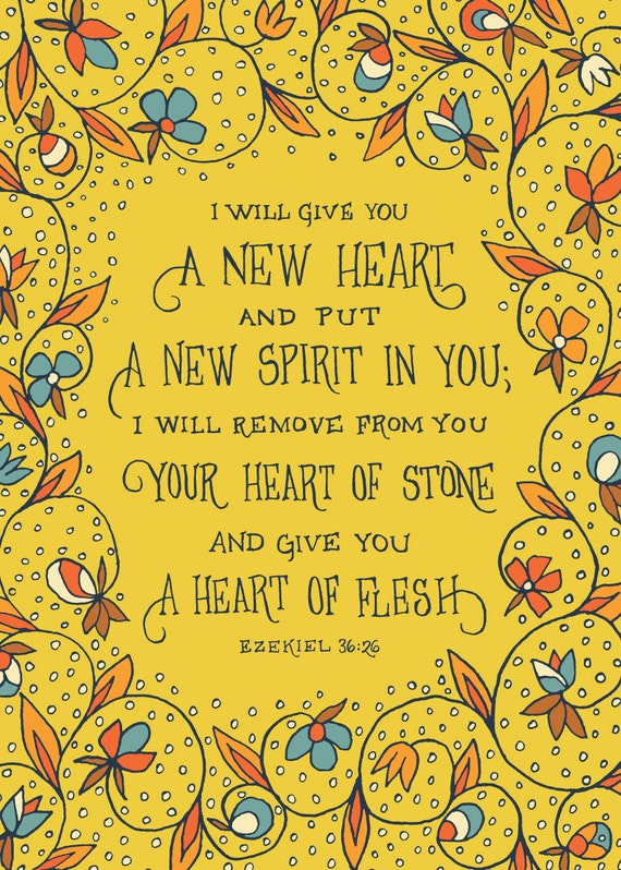 I will give you a new heart Ezekiel Bible print Teeeny