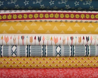 Fat Quarter Bundle of 7 from the Wild & Free Collection by Maureen Cracknell for Art Gallery Fabrics