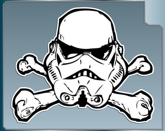 Boba Fett Helmet and Crossbones vinyl decal Star Wars Sticker