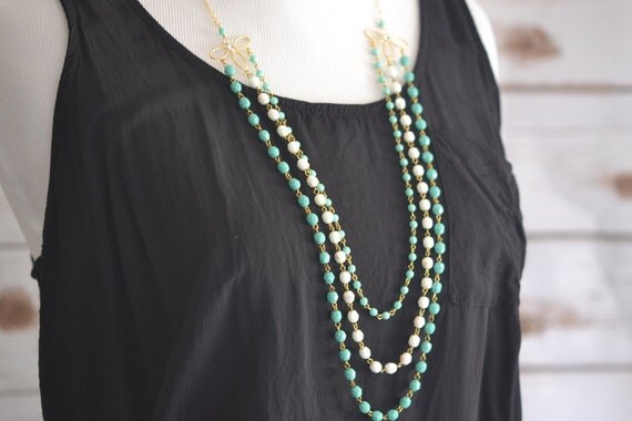 Multi triple circle links statement necklace