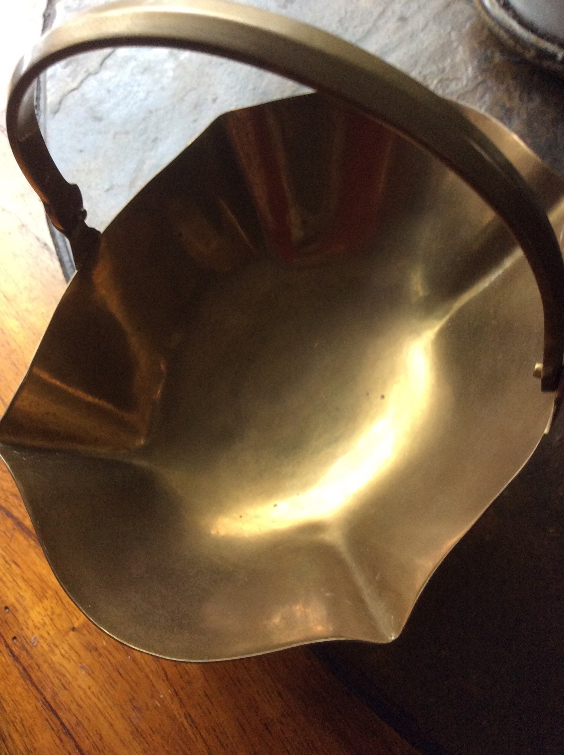 Vintage brass basket with hindged handle solid brass vintage
