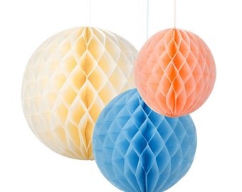 Mixed Pink Honeycomb Balls in 3 Sizes Weddings. summer parties. Bridal Showers Birthdays.Pink Honeycomb Balls