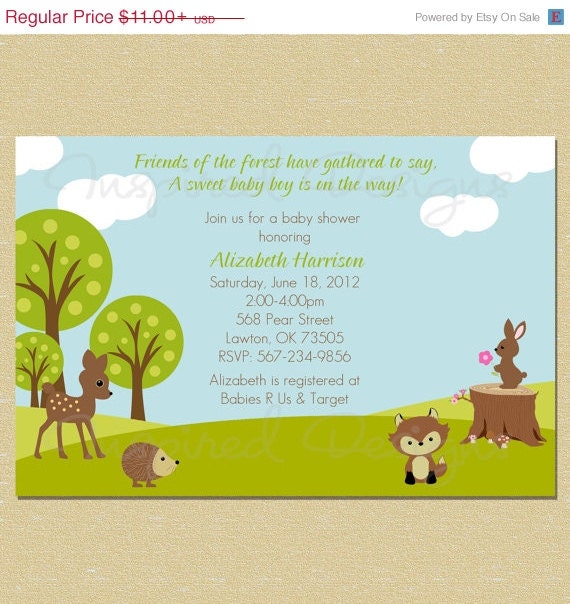 ON SALE Forest Spring/Summer Baby Shower Invitation Il_570xn
