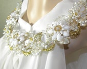Shasta Daisy Jeweled Wirework Collar Necklace, Bridal Jewelry, Woodland Wedding WJ124