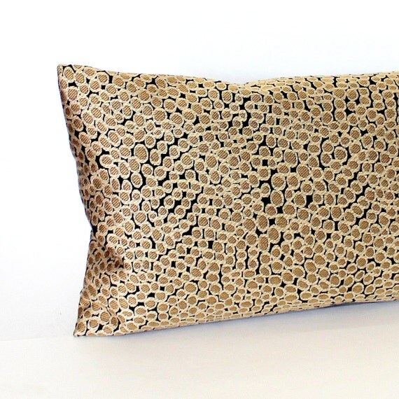 Lumbar Pillow Black and Gold Oblong Throw by couchdwellers