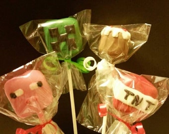 12 Minecraft inspired cake pops Minecraft party favors Mine Craft party treats