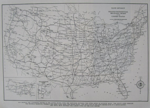 Items similar to 1945 HIGHWAYS USA Map. 10x14. Automobile Routes ...