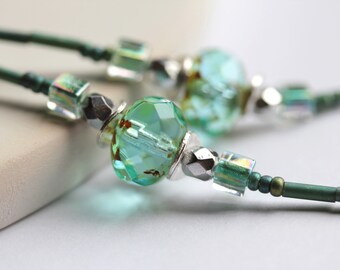 Aqua Silver Eyeglass Necklace Chain, Eyeglass Chain, Glasses Chain, Eyeglass Necklace, eyeglass lanyard, reading glasses chain necklace