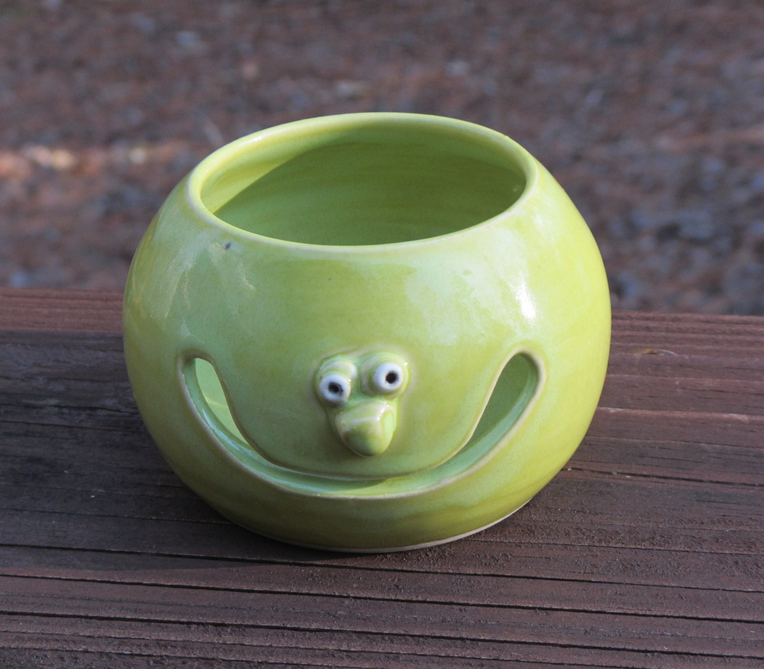 Ceramic Egg Separator Smiley Face Hand Thrown by WheezieWorks