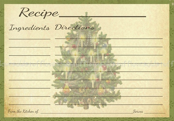 Printable Christmas Recipe Cards 4x6 Blank Recipe Cards
