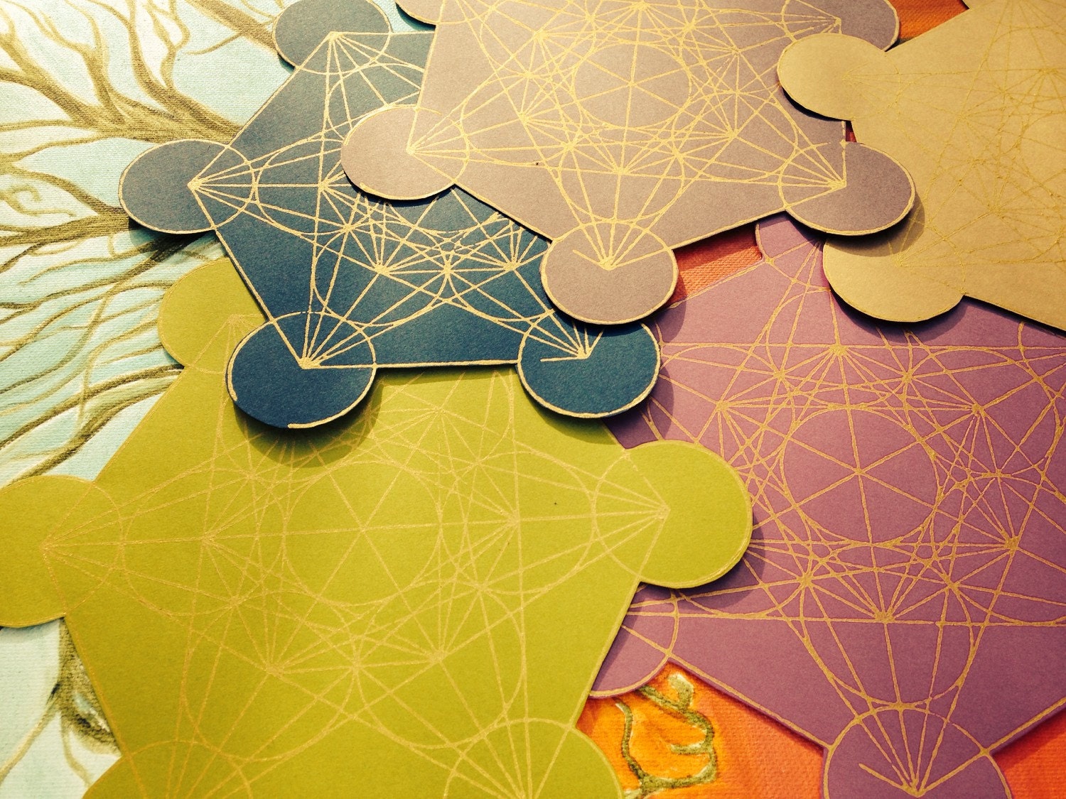 crystal grid mandala paper woodblock print metatron by