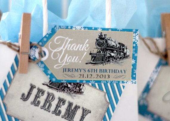 Polar Express Party Favor Thank You Tags - INSTANT DOWNLOAD - Editable & Printable Christmas Party Decorations by Sassaby Parties Il_570xn